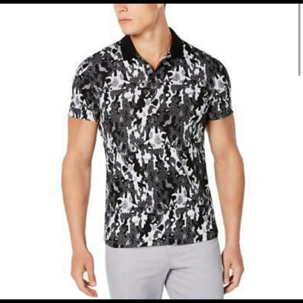 Alfani Men’s Camo Print Black n White Polo